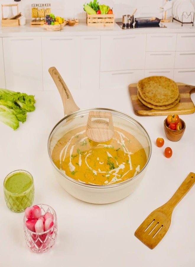 هوم إسنشالز مقلاة هوم إسينشالز مايفان ستون غير لاصقة مع غطاء، 28 سم، 3 لتر | طلاء غير لاصق من 5 طبقات | قاعدة مناسبة للطهي بالحث | آمنة للغسل في غسالة الأطباق | أواني طهي من الحجر الطبي | مثالية للبيض، والقلي السريع، والمزيد - Image 1